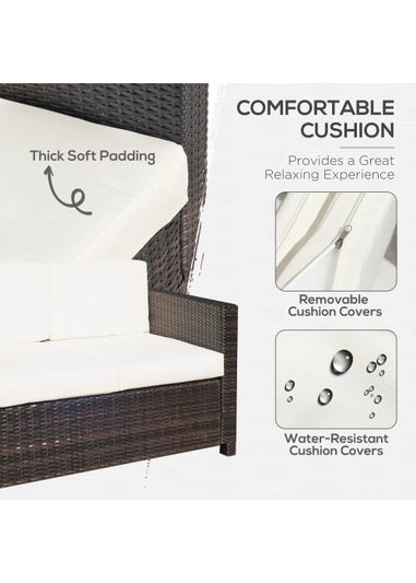 Outsunny Rattan Padded Loveseat Sofa (80cm x 70cm x 130cm)