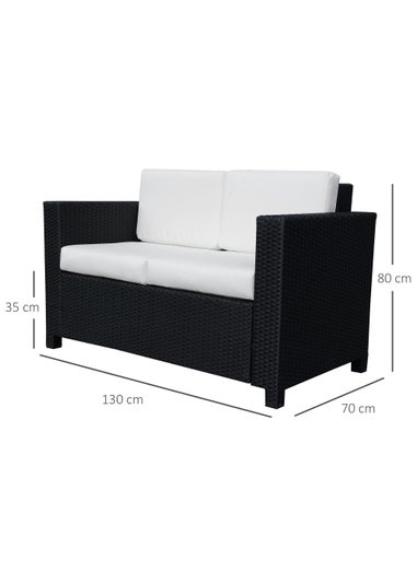 Outsunny Rattan Padded Loveseat Sofa (80cm x 70cm x 130cm)