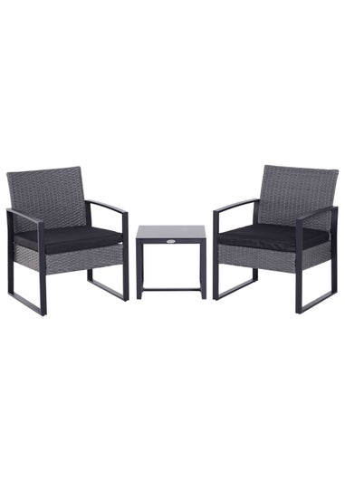 Outsunny 3 Piece Rattan Table & Chairs Set
