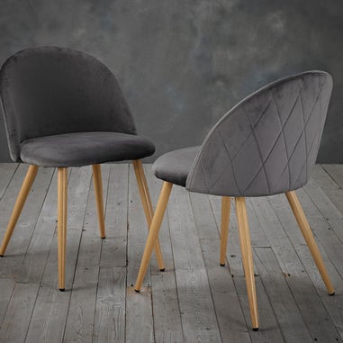 LPD Furniture Venice Set of 2 Dining Chairs Grey (780x550x510mm)