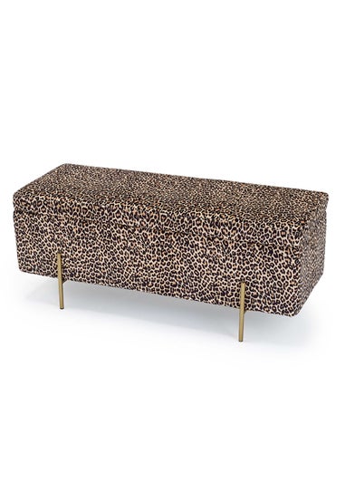 LPD Furniture Lola Storage Ottoman Leopard Print (450x1150x450mm)