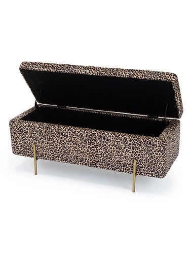 LPD Furniture Lola Storage Ottoman Leopard Print (450x1150x450mm)