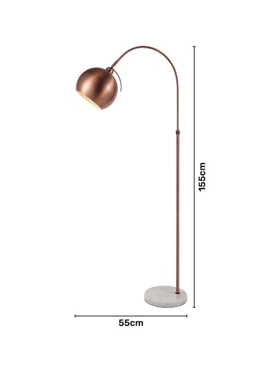 BHS Benson Copper Curved Floor Lamp (154.5cm x 27cm x 27.5cm)