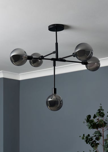 BHS Hennock 5 Bulb Black Ceiling Light (63cm x 75cm x 75cm)