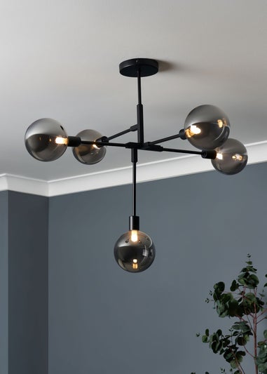 BHS Hennock 5 Bulb Black Ceiling Light (63cm x 75cm x 75cm)