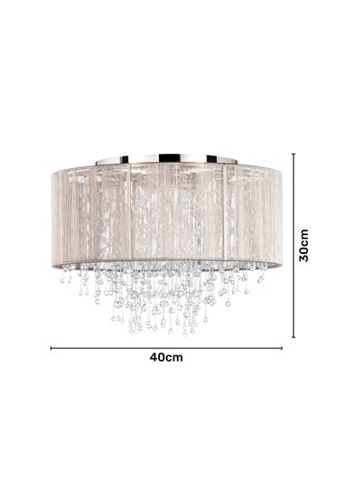 BHS Viola Grey Flush Ceiling Light (30cm x 40cm x 40cm)