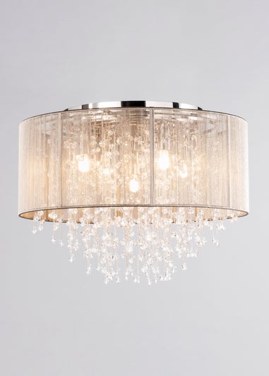 BHS Viola Grey Flush Ceiling Light (30cm x 40cm x 40cm)