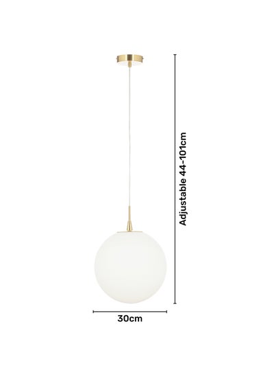 BHS Hol Opal Glass Sphere Pendant Light (100cm x 30cm x 30cm)