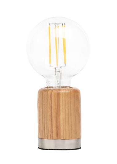 BHS Theo Wooden Table Lamp with Bulb (19.5cm x 9.5cm x 9.5cm)
