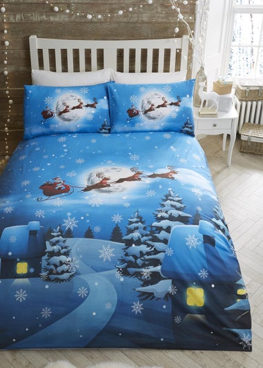 Bedlam Christmas Kids Santa Glow In The Dark Duvet Cover