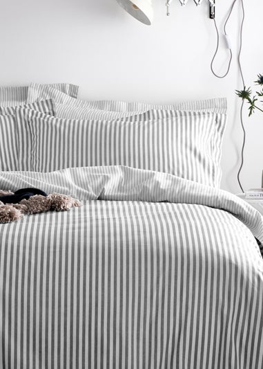 Yard Hebden Melange Grey Stripe Duvet Cover Set