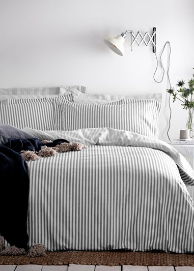 Yard Hebden Melange Grey Stripe Duvet Cover Set