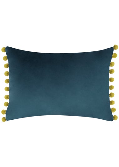 Paoletti Fiesta Pom-Pom Velvet Cushion (35cm x 50cm x 8cm)