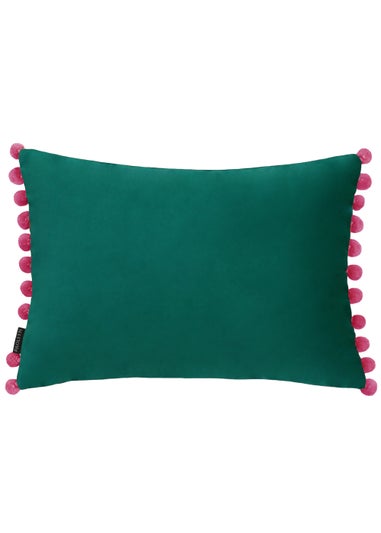 Paoletti Pom-Pom Velvet Cushion (35cm x 50cm x 8cm)