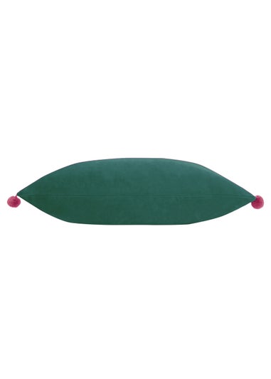 Paoletti Pom-Pom Velvet Cushion (35cm x 50cm x 8cm)