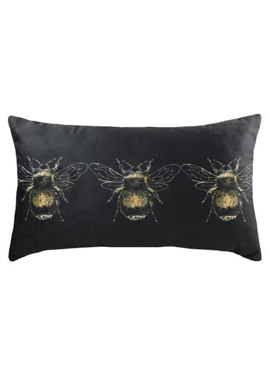 Evans Lichfield Velvet Bee Portrait Cushion (30cm x 50cm x 8cm)