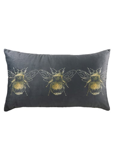 Evans Lichfield Velvet Bee Portrait Cushion (30cm x 50cm x 8cm)