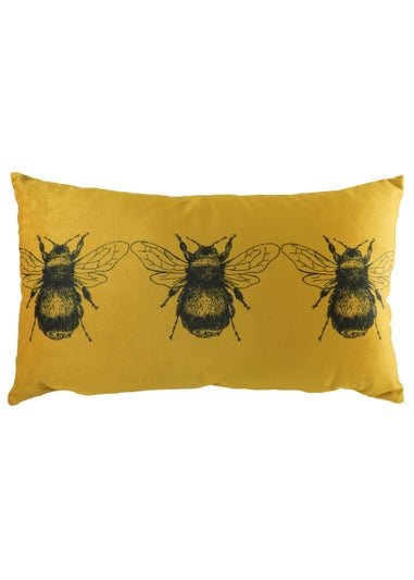 Evans Lichfield Velvet Bee Portrait Cushion (30cm x 50cm x 8cm)