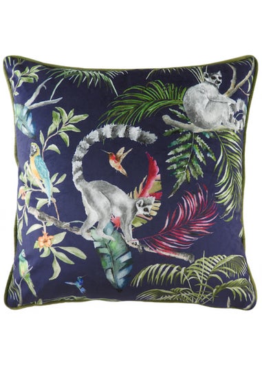 Evans Lichfield Jungle Lemur Velvet Cushion (43cm x 43cm x 8cm)