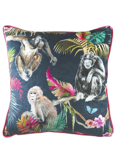 Evans Lichfield Jungle Monkey Velvet Cushion (43cm x 43cm x 8cm)