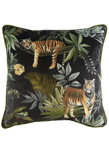 Evans Lichfield Jungle Tiger Velvet Cushion (43cm x 43cm x 8cm)