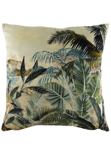 Evans Lichfield Jungle Scene Velvet Cushion (43cm x 43cm x 8cm)