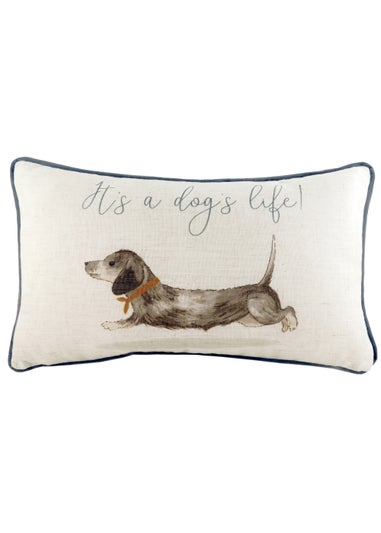 Evans Lichfield Oakwood Dog Slogan Cushion (30cm x 50cm x 8cm)