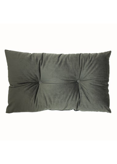 Paoletti Panther Button Velvet Cushion (30cm x 50cm x 8cm)