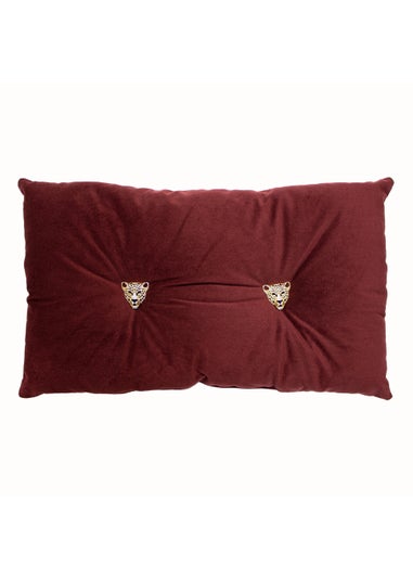 Paoletti Panther Button Velvet Cushion (30cm x 50cm x 8cm)