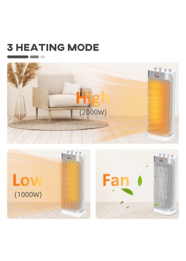 HOMCOM Indoor Space Heater Oscillating Ceramic Heater (17cm x 13cm x 41.5cm)
