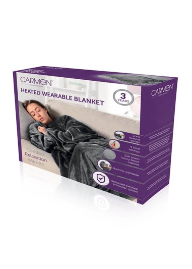 Carmen Heated Wearable Washable Blanket 183cm x 155cm Grey