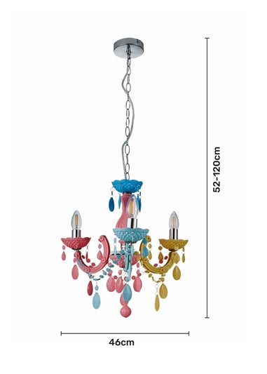 Glow Marie Therese Funky 3 Arm Chandelier Light (Adjustable 52-120cm x 46cm)