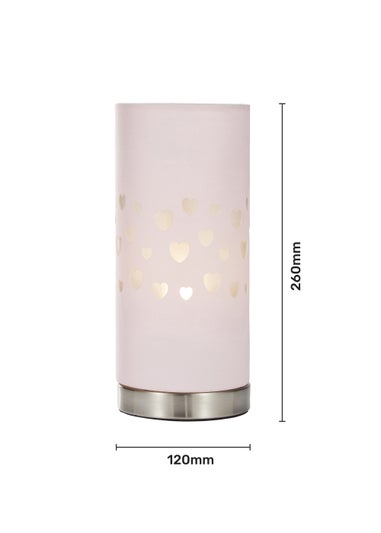 Glow Hearts Pink Table Lamp (26cm x 12cm)