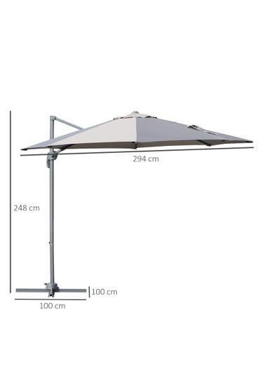 Outsunny Grey Cantilever Sun Umbrella (248cm x 294cm x 294cm)