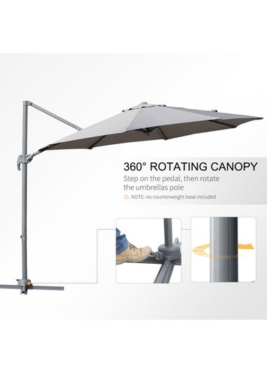 Outsunny Grey Cantilever Sun Umbrella (248cm x 294cm x 294cm)
