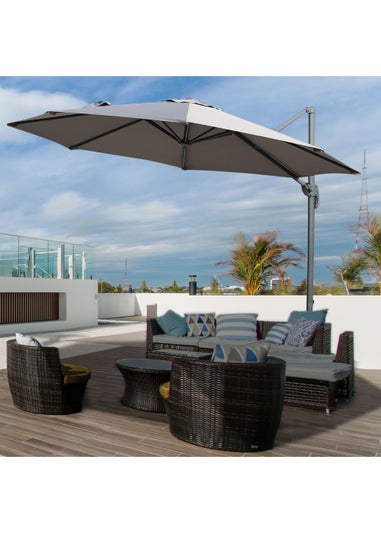 Outsunny Grey Cantilever Sun Umbrella (248cm x 294cm x 294cm)