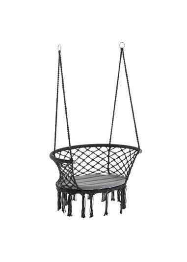Outsunny Outdoor Hanging Rope Chair with Cotton Rope, Cotton-Polyester Blend Macrame Garden Hammock Chair