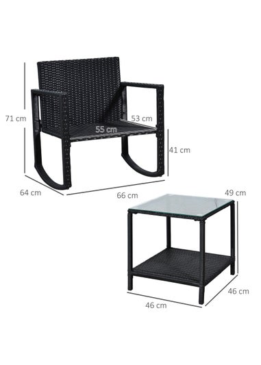 Outsunny 3 Piece Rattan Garden Furniture Set