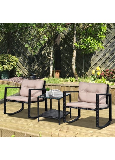 Outsunny 3 Piece Rattan Garden Furniture Set