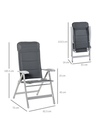 Outsunny 2 Piece Grey Padded Deck Chairs (115cm x 61.5cm x 75cm)