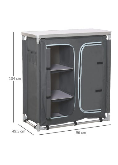 Outsunny Grey Portable Camping Storage Table (104cm x 49.5cm x 96cm)