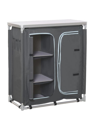 Outsunny Grey Portable Camping Storage Table (104cm x 49.5cm x 96cm)