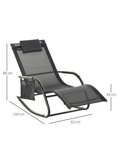Outsunny Reclining Rocking Chair (150cm x 62cm x 88cm)