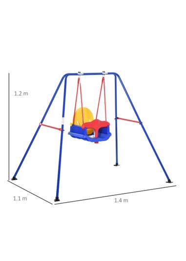 Outsunny Baby Metal A Frame Swing with Adjustable Frame (140cm x 110cm x 120cm)