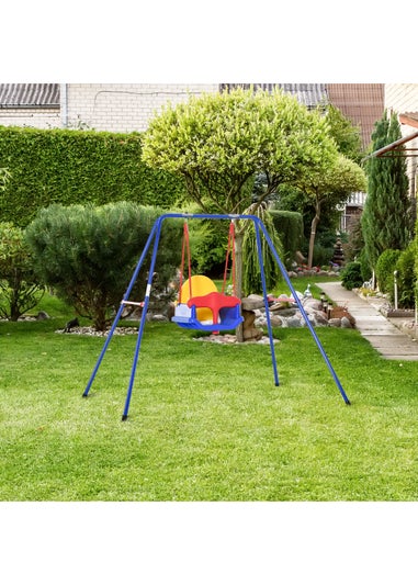 Outsunny Baby Metal A Frame Swing with Adjustable Frame (140cm x 110cm x 120cm)