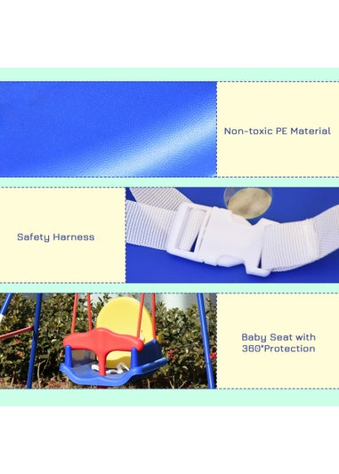 Outsunny Baby Metal A Frame Swing with Adjustable Frame (140cm x 110cm x 120cm)