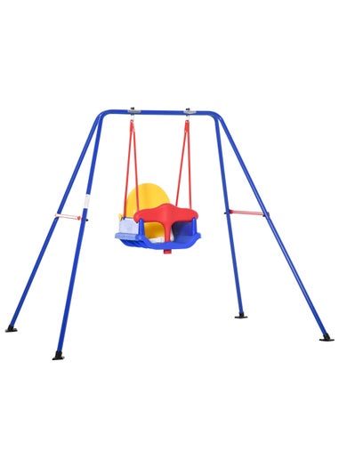 Outsunny Baby Metal A Frame Swing with Adjustable Frame (140cm x 110cm x 120cm)