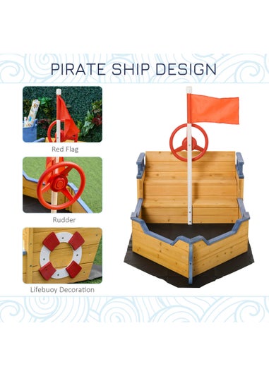 Outsunny Kids Wooden Pirate Ship Sandpit