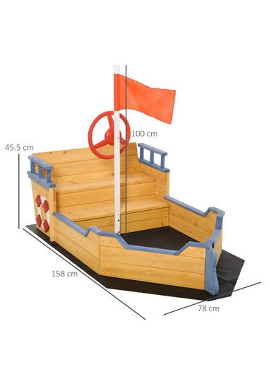 Outsunny Kids Wooden Pirate Ship Sandpit