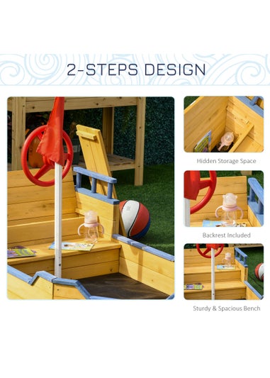 Outsunny Kids Wooden Pirate Ship Sandpit